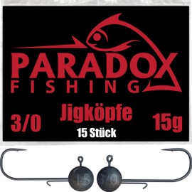 Paradox Fishing Jig Heads Set 15 x 15 g 3/0 I Jig Heads Rubber Fish with Jig Head for Rubber Fish Perch Pike Zander Fishing Accessories