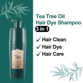 Yocisku Tea Tree Hair Dye Shampoo 3 in 1, Gray Hair Coverage, Long Lasting Hair Color, Shampoo Para Canas Mujer (Dark Coffee)