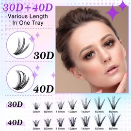 LZM Eyelash Extensions Set, 280 Pieces Lash Extension Set, D Curl, 30D + 40D, 9-16 mm Mix Eyelash Extensions with Tweezers, Seal and Lashes Glue Remover for Beginners