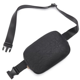 Telena Leather Belt Bag for Women Fashionable Fanny Packs Cross Body Bag Waist Pack beltbags - Color: Black