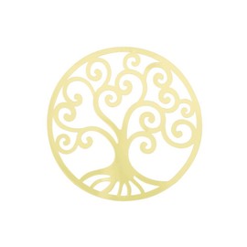 Quiges Interchangeable Coin 33 mm Stainless Steel 0.1 mm Thick Tree of Life for Coin Pendant in Various Colours, stainless steel