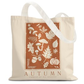 LZYRF Fall Tote Bag, Rustic Autumn Pumpkin Leaves Canvas Tote Bags for Women, Cottagecore Fall Season Thanksgiving Reusable Grocery Shopping Bag