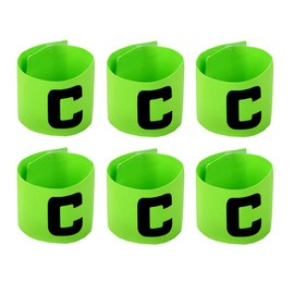 Pack of 6 Football Captain's Armband Elastic Capitains Armband Adjustable Football Game Guide Armband Adult Youth Bracelets Green