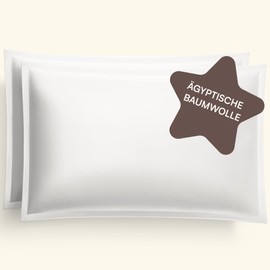 Amqua Mako Satin Cushion Cover, Set of 2, Pillowcases 50 x 70 cm, 100% Egyptian Cotton (Certified), White