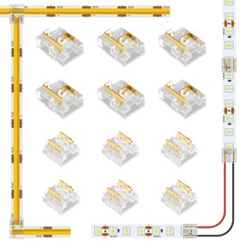 Aroidful Pack of 12 LED Corner Connectors 2-Pin 8 mm L/T LED Plug, No Dark Zone, for 2835/3528 LED and 2-Pin COB LED