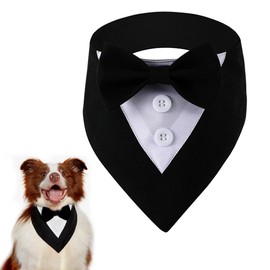GIOJIO Dog Tuxedo Formal Dog Wedding Bandana Dog Collar with Bow Tie Dog Birthday Costume Adjustable Pet Party Tux Dog Wedding Attire, Dog Valentines Outfit for Small Medium Large Dog Pets(Medium)