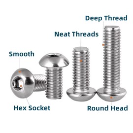 SYDARSYN Hexagon Socket Round Head Screws Stainless Steel Screws Machine Screws Allen Screws M2 x 14 mm (Pack of 100)