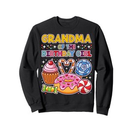 Grandma of Birthday Girl Candyland Colorful Lollipop Party Sweatshirt