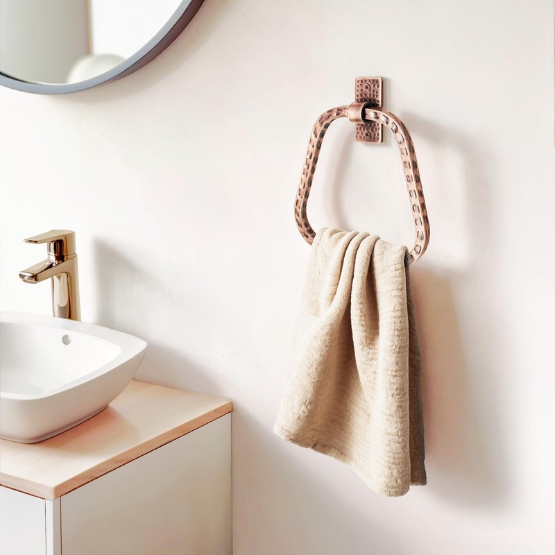 Monarch Abode 21631 Modern Towel Ring Holder Hand Hammered Wall
