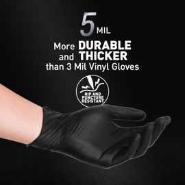 OKIAAS Black Gloves S|Latex-Free Vinyl Gloves for Household, Food Handling, Lab Work and More|Small, 50 Counts/Box