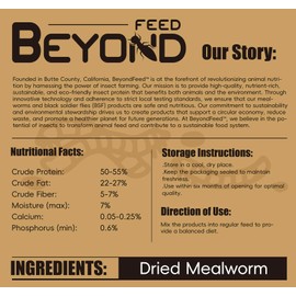 BeyondFeed™ Dried Mealworms - Premium High-Protein Feed for Chickens, Ducks, Birds, Reptiles, Fish, Hamster, Turtles and More (2.2lbs/1kg Package)