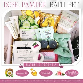 Hug In A Box, Pamper Gift Box, Self Care Hamper for Women, Birthday Spa Gifts Set For Her, Pamper Spa Gift Set For Friend, Shower Steamers headband - Rose