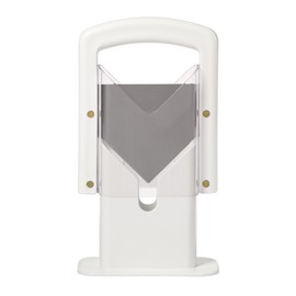 Hoan The Original Bagel Guillotine Slicer - 9.25-Inch Stainless Steel Blade Slicer - Safe and Efficient Easy Bagel Cutter for Muffins, Rolls, Buns with Precision Ground Serrated Blade (White)
