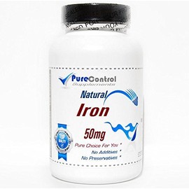 Natural Iron 50mg // 100 Capsules // Pure // by PureControl Supplements
