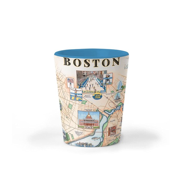 Xplorer Maps Boston City Map Ceramic Shot Glass, BPA-Free -