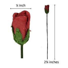 ChangThai Design Tiny ¼ Inch Diameter Red Rosebud Paper Rose 50 Pieces Bunch of Flowers for Scrapbook Craft Mulberry Paper Mini Artificial Flower Card Wedding Dollhouse Décor