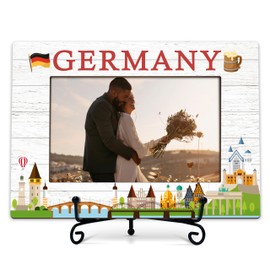 BXVRT Germany Travel Photo Frame Gifts, Wedding Frames For Newlyweds, Germany Vacation Wooden Picture Frame With Stand, Germany Souvenirs Honeymoon Gifts For Couples, Birthday Gifts For Friends -17