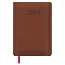 Dohe - Calendar 2024 - Day Page - Size: 15 x 21 cm (A5) - 336 Pages - Sewn-in Cover - Hard Cover - Brown - Model Manaos