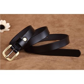 VONSELY Skinny Leather Belt for Dresses, Narrow Black Belts for Women Jeans Pants Dresses, Black Belt 105CM