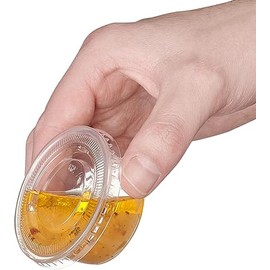 U Chef Paquete de 100 Vasos de Plástico para Gelatina de 2 Onzas, Tazas para Postres con Tapa, Vasitos para Postres, Recipientes para Porciones de Ali