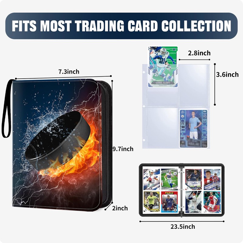 HESPLUS Hockey Card Binder, 4-Pocket Cards Holder,Trading Card Binder Fits