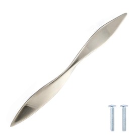 Decoranddecor Brushed Polished Twisted Kitchen Bathroom Cabinet Door Drawer Furniture Handles (160mm Hole Center, Brushed Chrome)