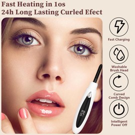 Heated Eyelash Curler, New Upgrade Heated Lash Curler with 3 Temperature Levels and LED Display, Anti Scalding Electric Eyelash Curler for Women Instant Glam - Fast Heat Up Within 10s
