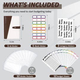 Cash Envelopes for Budgeting, Budget Binder, 28Pcs Budget Binder with Cash Envelopes (Brown)