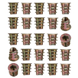 YoiYee M5 x 10mm Wood Insert Hex Socket Nuts - Threaded Flanged Hex Socket Nut Insert for Wood Furniture, DIY Projects - 25 Pack