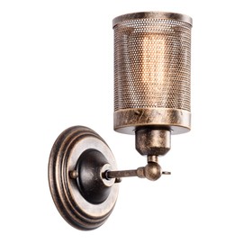 Wall Sconce Industrial Vintage 1-Light, MOONKIST Rustic Fixtures Edison Style Wall Light LED Retro Metal Single Head for Garage Gate Porch Adjustable Wall lamp Cage Nets (No Bulb)