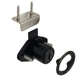 Desunia Office Desk Lock for Drawer & Door - 7/8" (.875") Bore - Black - Keyed Alike - includes Escutcheon Trim Ring, Strike, & Screws - 4 Locks