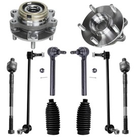 Detroit Axle - Front Suspension Kit for 05-07 Nissan Murano, 2 Wheel Bearing Hubs Assembly 4 Inner Outer Tie Rods 2 Sway Bars 2 Rack and Pinion Boots 2005 2006 2007 Replacement