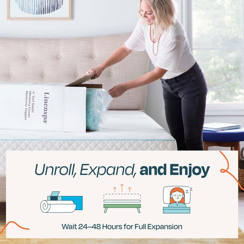 Linenspa 4 Inch Gel Swirl Memory Foam Topper - Twin