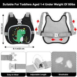 Accmor Toddler Harness Leash+ Anti Lost Wrist Link, Cute Dinosaur Kids Harness with Leash, Collapsible Child Leash Baby Walking Wristband Assistant Strap Belt for Boys