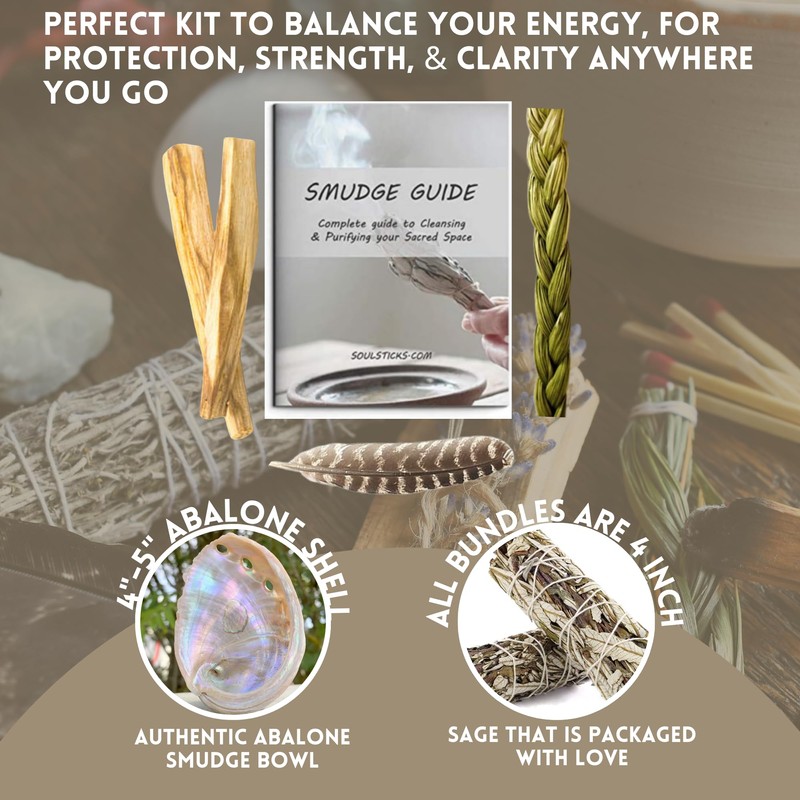 Ancient VEDA Sage Smudge Kit | Yerba Santa, Sweetgrass Braid,