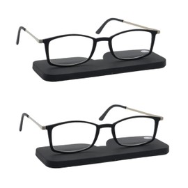 COVESATO Lightweight thin Square Reading Glasses Slim Mini Pocket Readers for Women Men with Portable Case (2 Pairs,1.00)