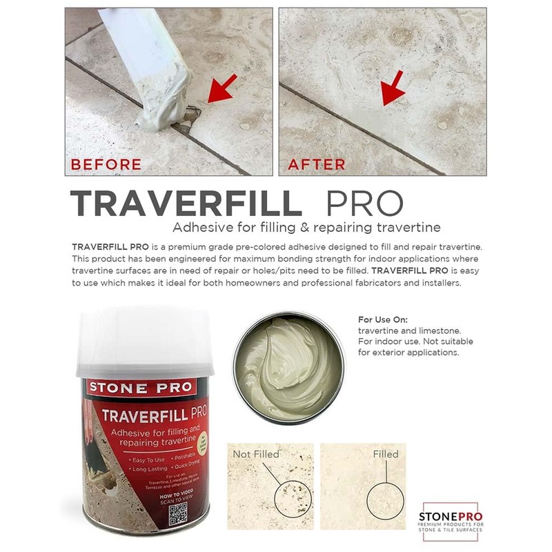 Stone Pro, Traverfill Pro Adhesive - Fill & Repair Travertine