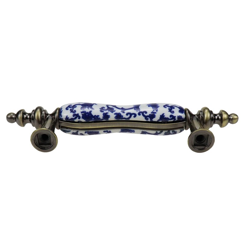 Mcredy 4 Pcs Ceramic Drawer Pulls Blue and White Porcelain
