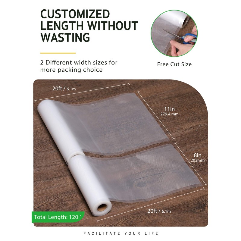 Syntus Vacuum Sealer Bags, 6 Pack 3 Rolls 11" x