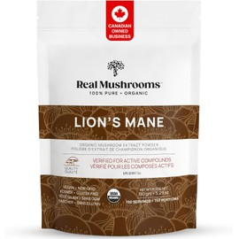Real Mushrooms Lions Mane Powder - Organic Mushroom Extract with Immunomodulating Properties Antioxidants Vegan Supplement, 150 Servings
