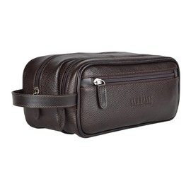 Neceser para hombre de piel | Sobaquera de cuero dos compartimentos | Organizador para viaje amplio espacio | Bolsa de aseo de viaje | Bolsa de mano para hombre | Travel kit Llompart modelo 578 Café