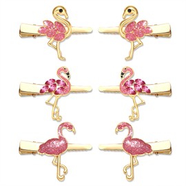 Flamingo Hair Clips Pink Animal Hairpin Cute Flamingo Hair Clips for Women Birthday Valentine's Day,Birthdays,Hawaiian Hair Accessories (Pink B Crystal)