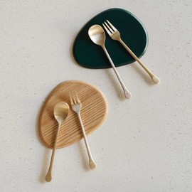 Notdam organic round teaspoon tea fork 4P set + department store gift packaging / 놋담 유기 둥근 티스푼 티포크 4P세트+백화점 선물포장