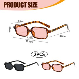 TVSVKWE 2 Pieces Of Retro Rectangular Glasses, Stylish Sunglasses, Women'S Accessories, Outdoor Supplies.