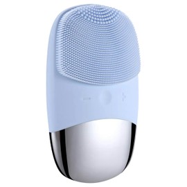 PureGlow Silicone Facial Cleansing Brush, Pink, Deep Cleaning and Exfoliating Scrubber (Blue)