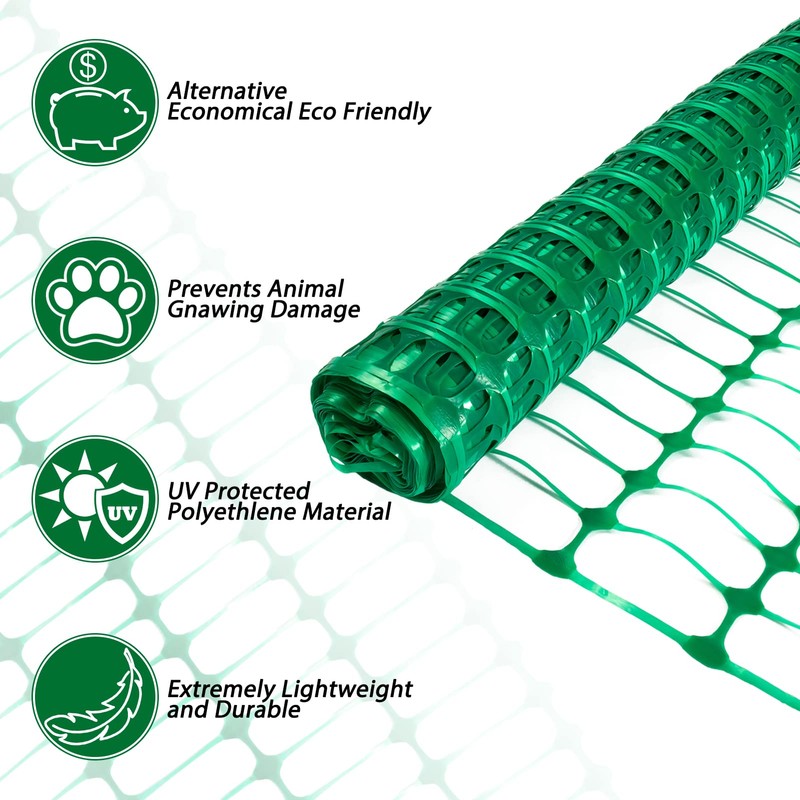 Safety Fence Plastic Mesh Fencing Roll,1 Roll with 25 Steel