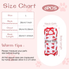 6Set Cat Recovery Suit Female Male, Kitten Recovery Surgery Suit, E-Collar Surgical Suit Alternative Pajama Clothes for Spay Abdominal Skin Anti Licking (Fruit,Large)