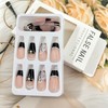 Black French Press on Nails Medium Length Aritifical Square Fake
