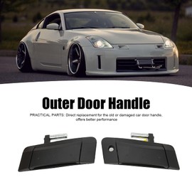 Qiilu Exterior Door Handle, 2 Pcs, Black, ABS, 350Z 2003-2009, Modern, Stainless Steel, Polished, Ambidextrous, 80606-CD01E, 80606-CD00E, 80607-CD41E, 80607-CD40E, 80606-CD00B, 80607-CD00B