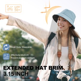 Sukeen Bucket Hat for Women Men Lightweight Packable Fisherman Hat Reversible Adjustable Cooling Sun Hat for Hiking, Travel